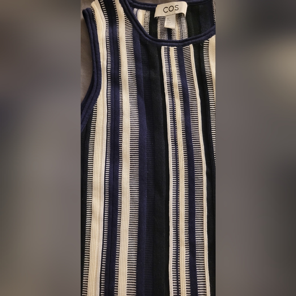COS Navy, Cream & Beige Striped Ribbed Tank Top - Picture 5 of 7